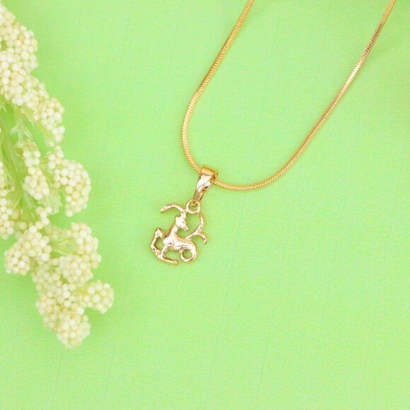 "Capricorn Zodiac Rose Gold Pendant Elegant Charm, XPPT1471 - Picture 3 of 13